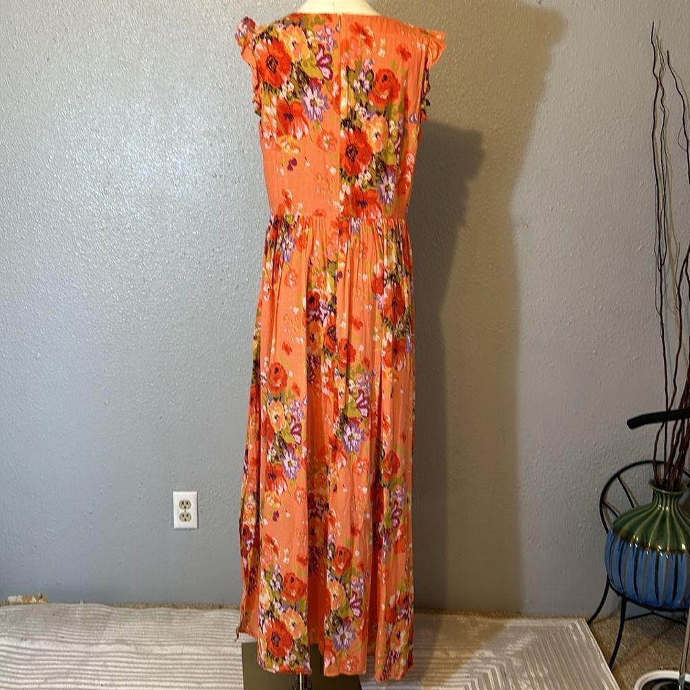 Brooks brothers red fleece cotton floral maxi dress in salmon color size 12 - Picture 4 of 11